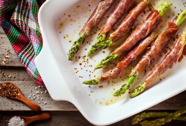 Haddock with Prosciutto Wrapped Asparagus