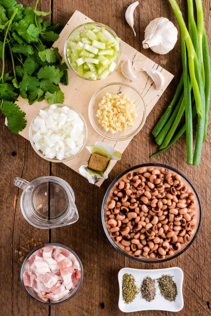 Ingredients for Hoppin John.