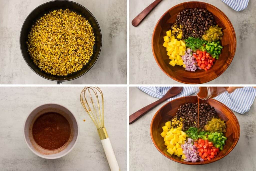 Mango black bean salad process shots
