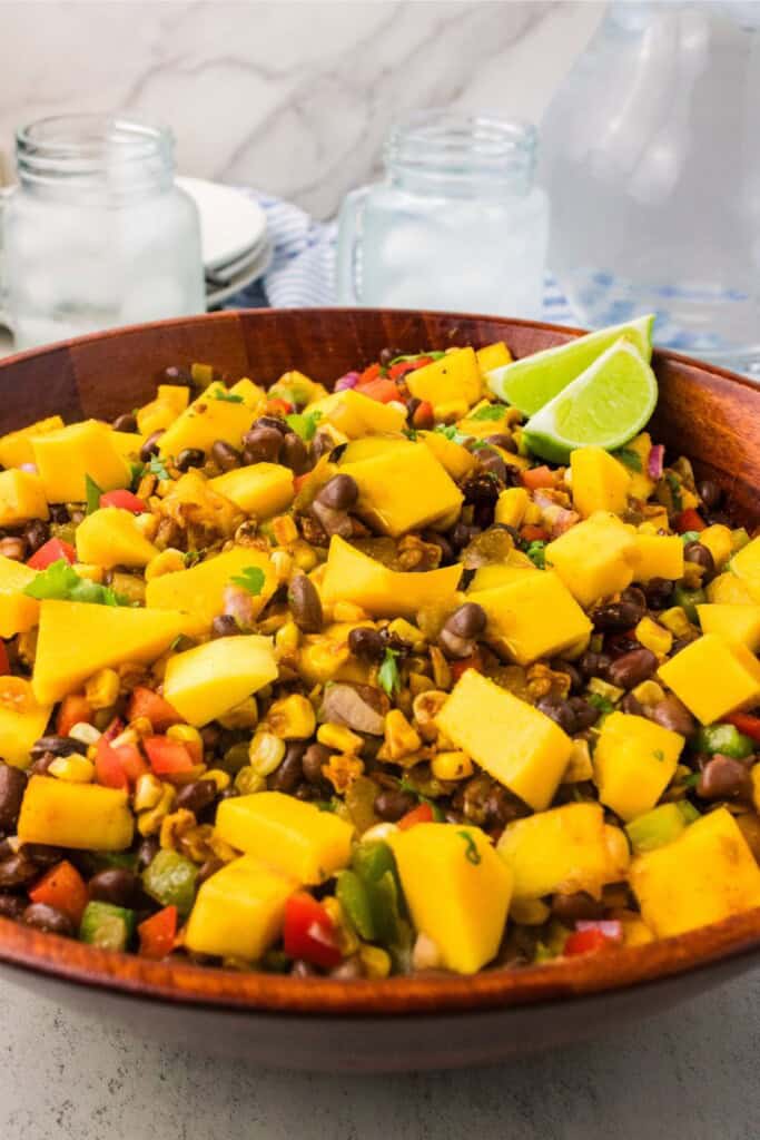 mango salad with black beans and lime juice