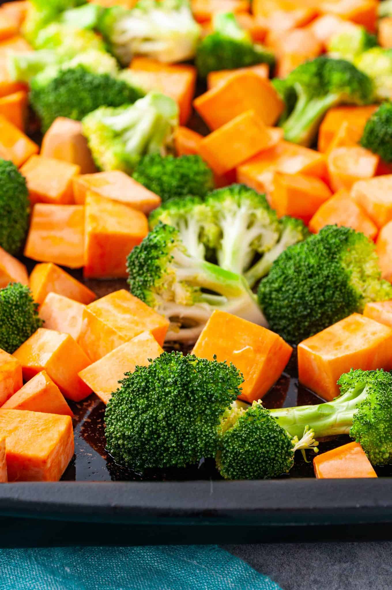 Roasted Broccoli and Sweet Potatoes in Coconut Oil Marathons & Motivation