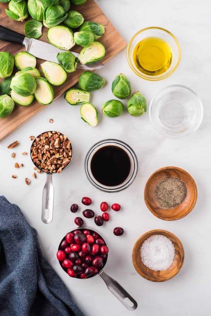 Ingredients needed for Roasted Brussels sprouts and Cranberries Recipe.
