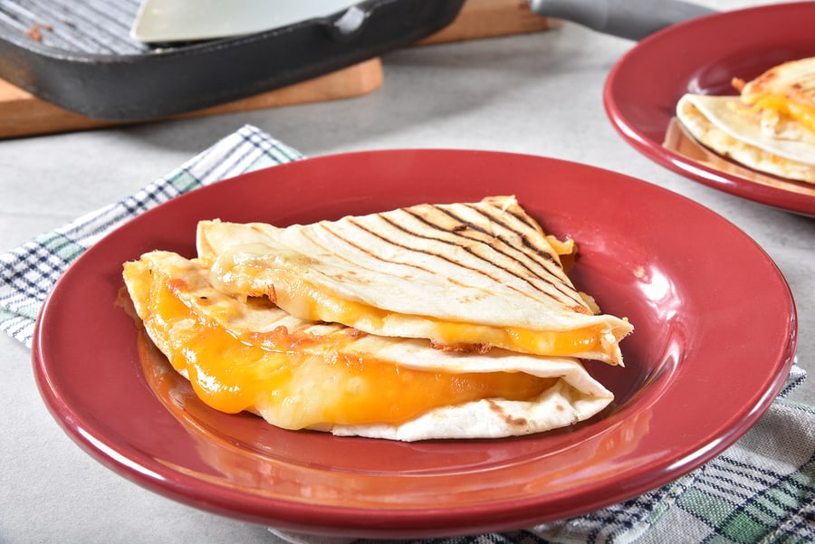 A fresh cooked over stuffed cheese quesadilla