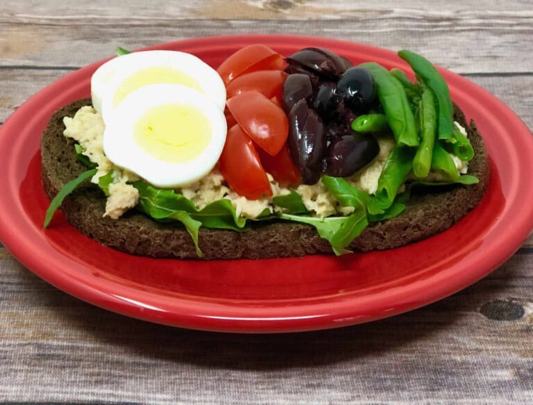 Nicoise Salad on Pumpernickel Toast
