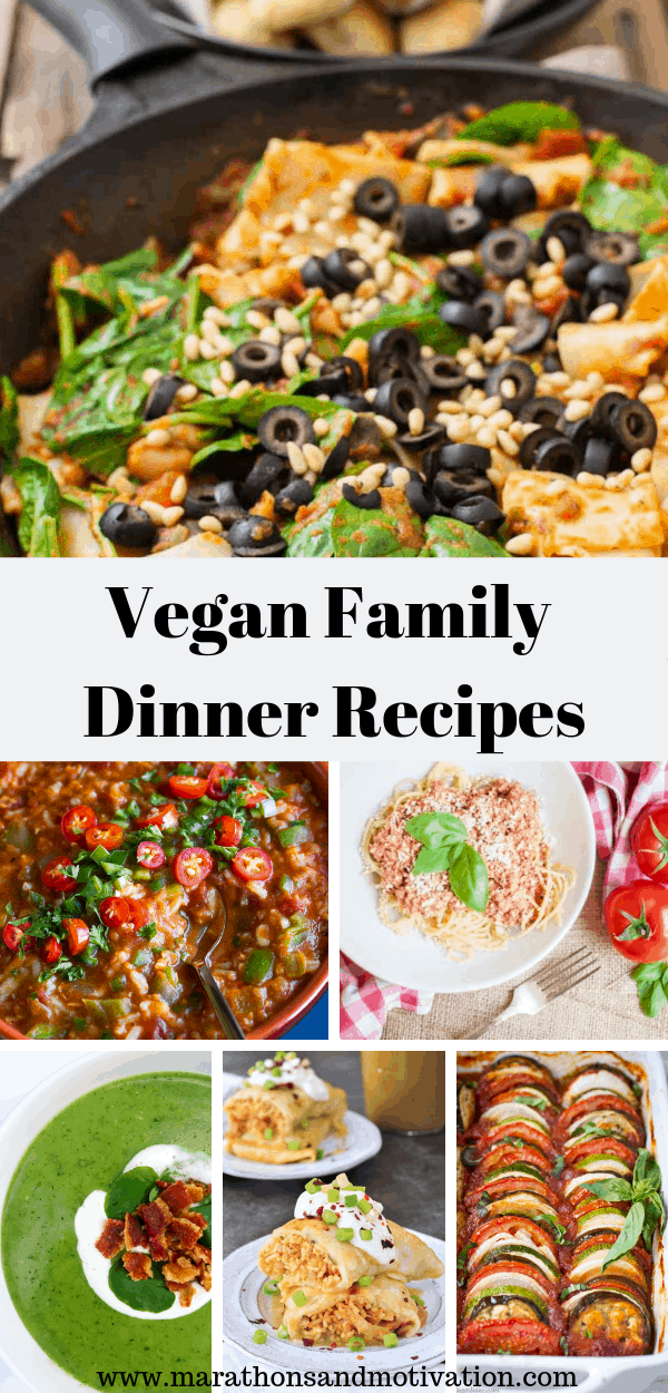 A collage of vegan family dinner recipes