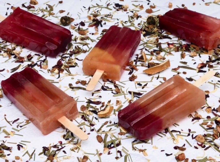 Raspberry Peach Herbal Tea Popsicles