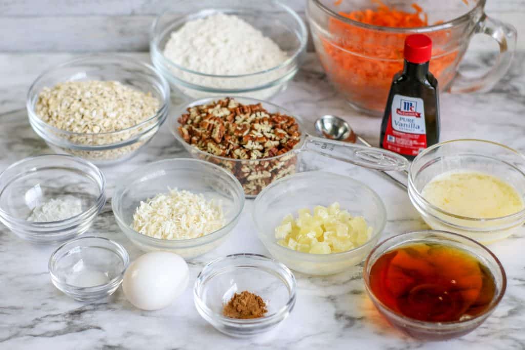 Carrot cake cookies ingredients.