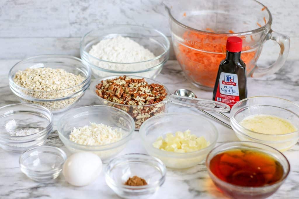 Ingredients to make carrot cake cookies