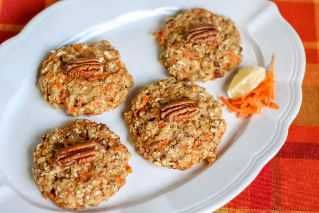 Carrot Cake Cookies on a white plate