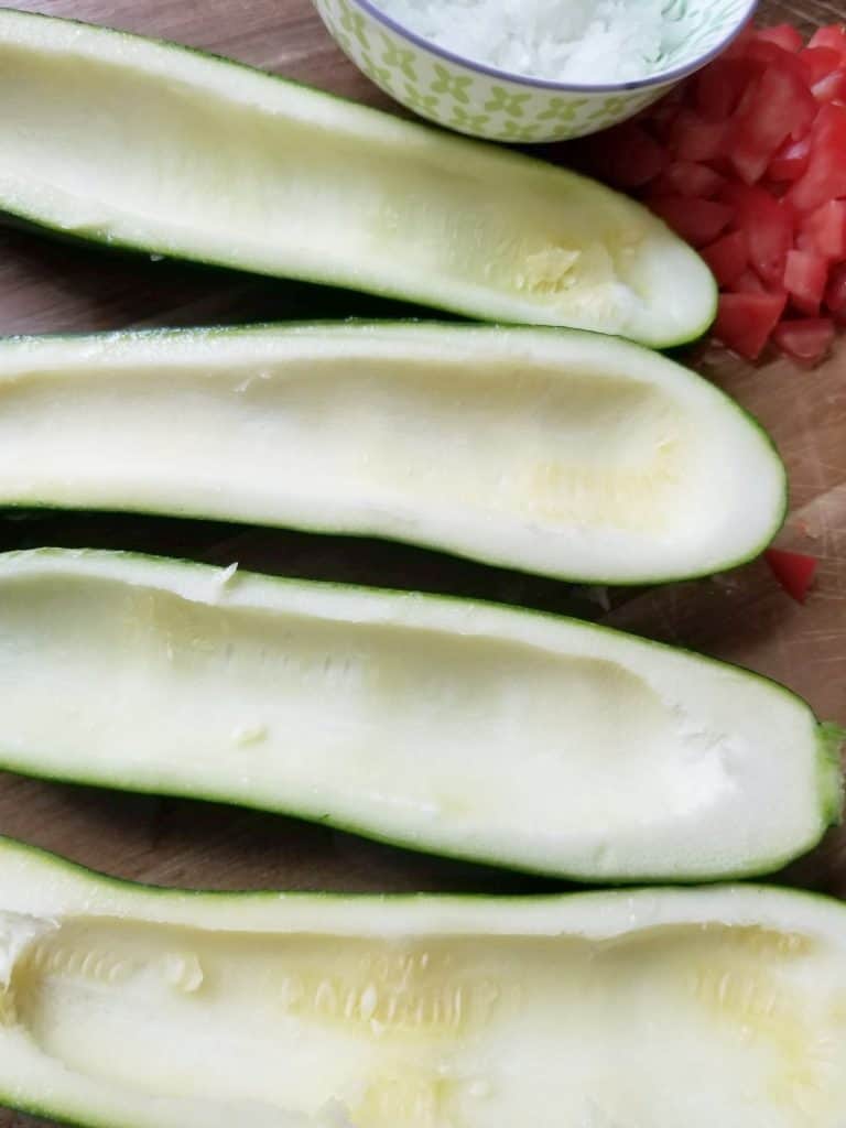 Hollowed out zucchini boats