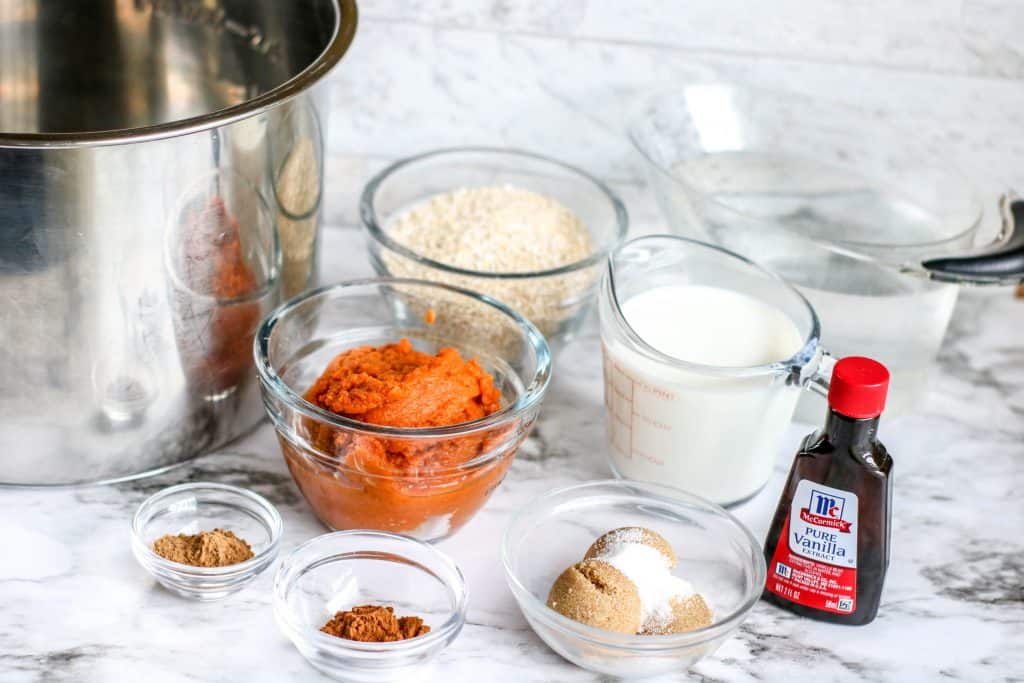 Instant Pot Pumpkin Oatmeal Ingredients