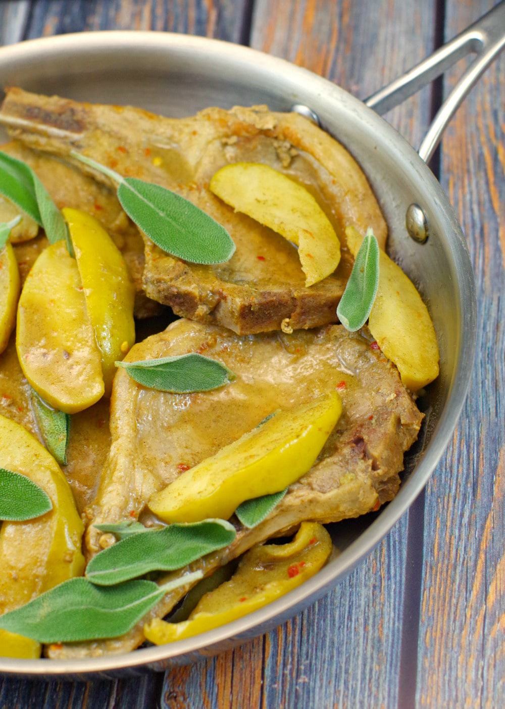 Pork Chops with apple sage sauce