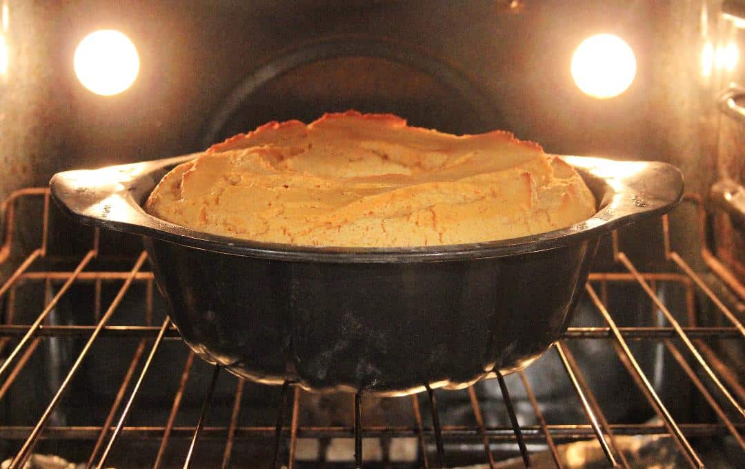 Pumpkin Angel Food Cake in the oven.