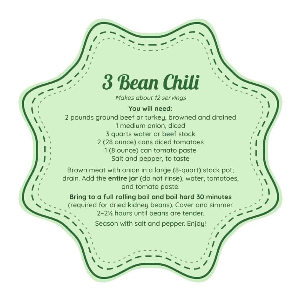 Three Bean Chili Gift Taag