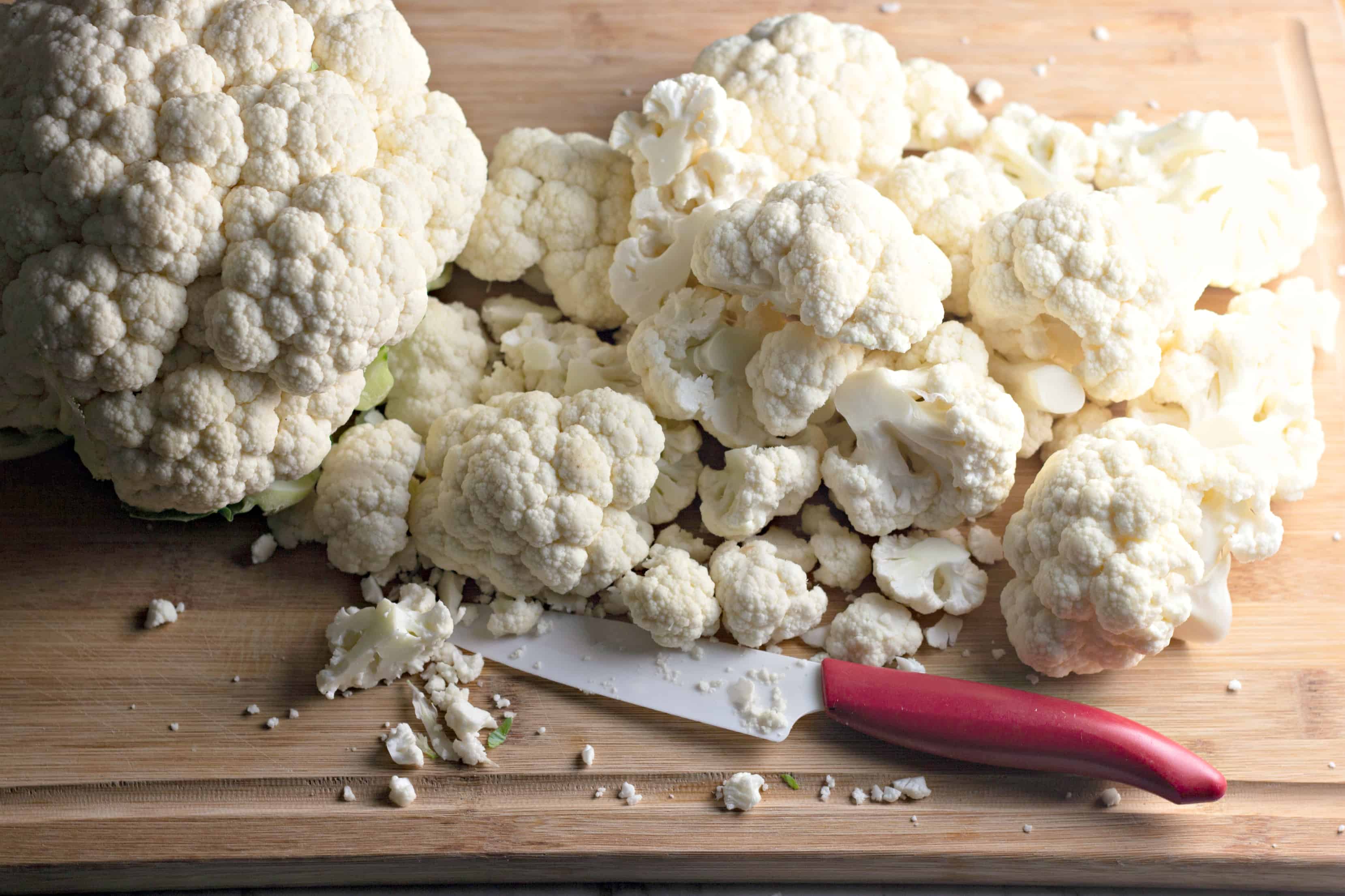 Cauliflower on cutting board