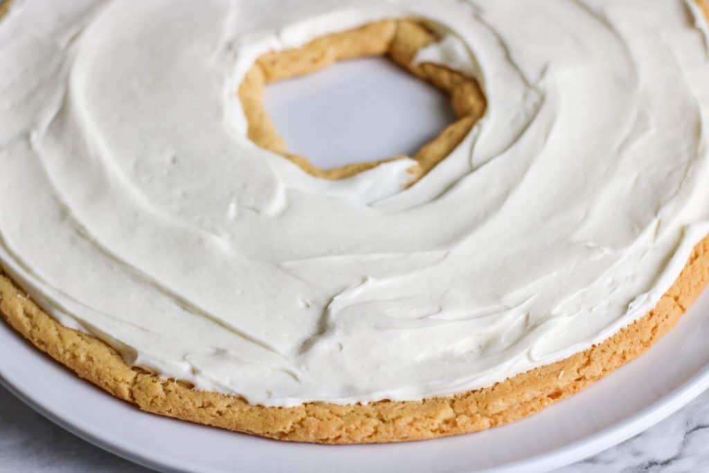 sugar cookie wreath with frosting.