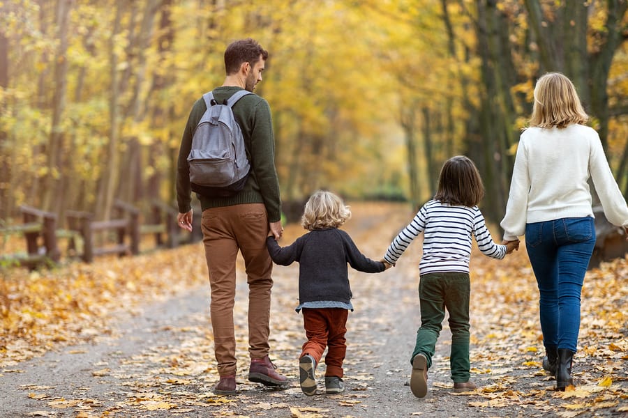 Young family having fun outdoors