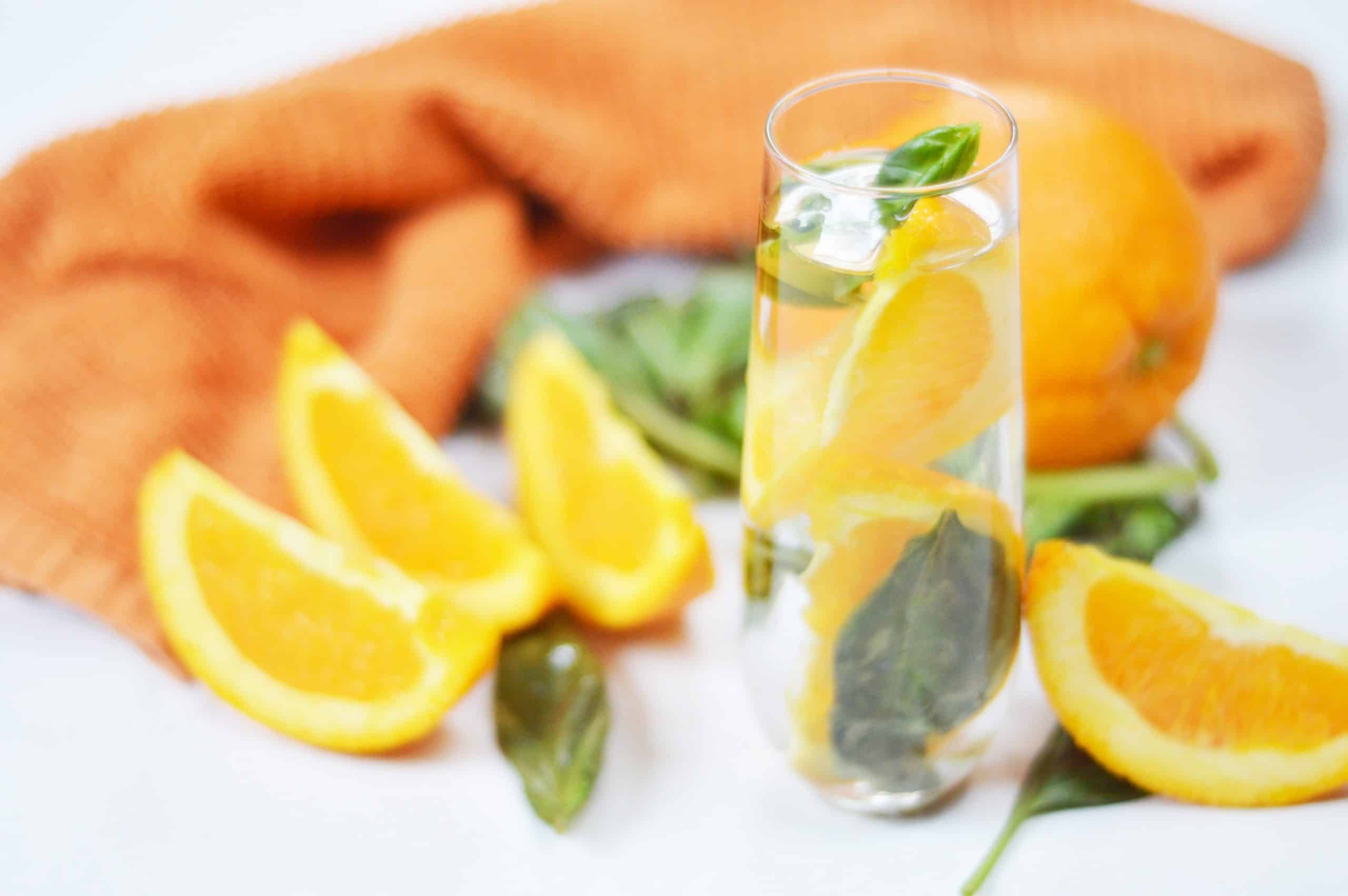 Orange and basil infused water.