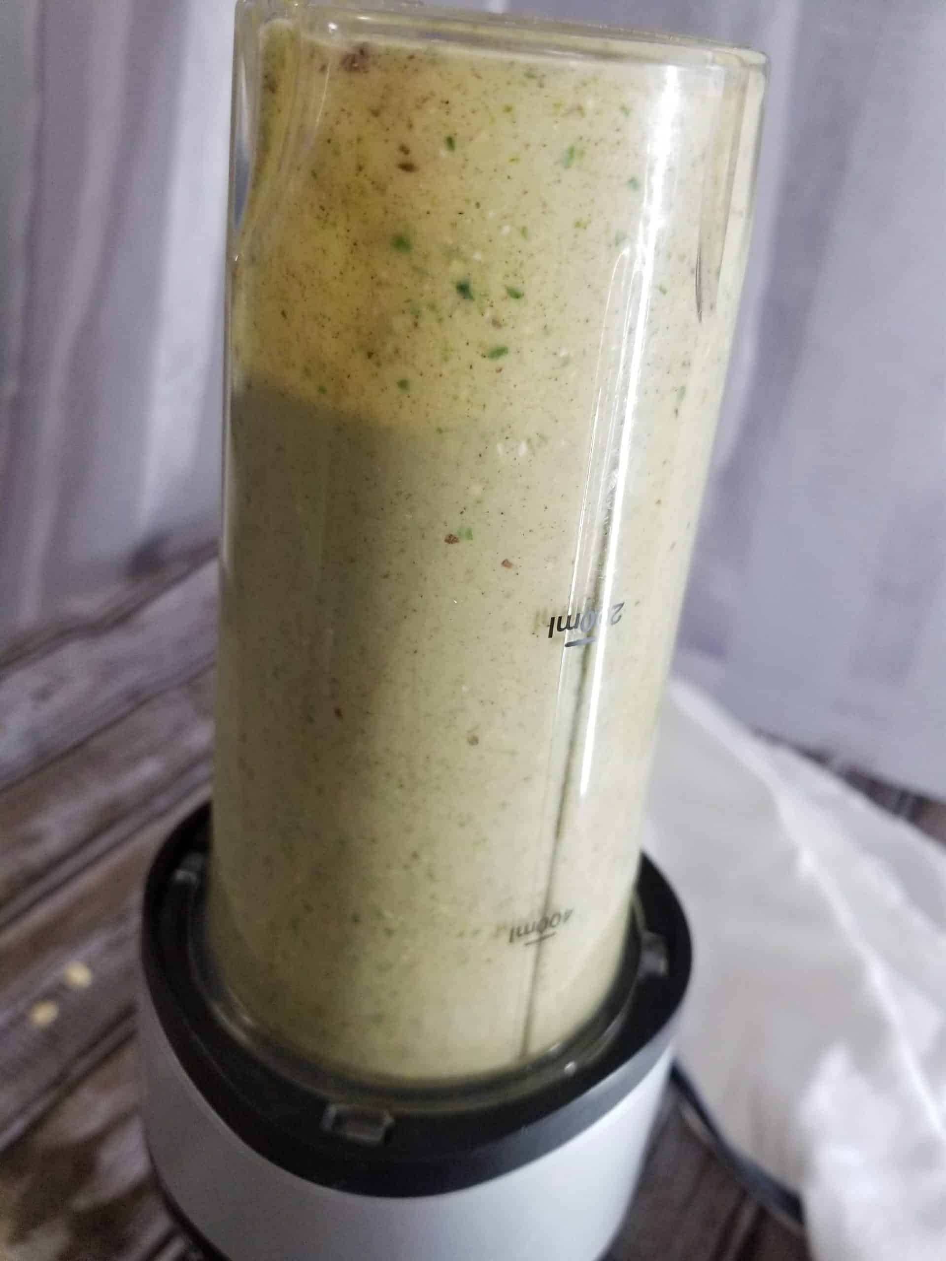 Banana cinnamon smoothie in bullet blender