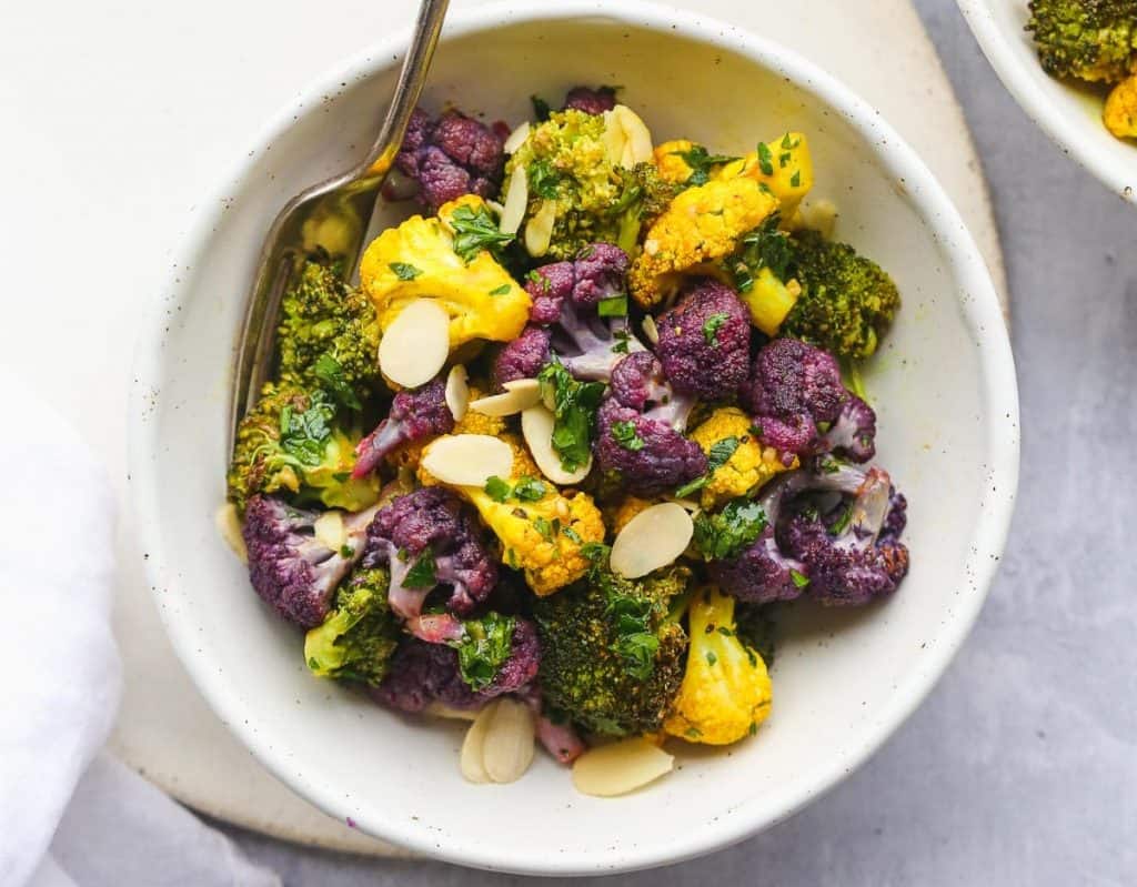 Roasted Purple Cauliflower Salad a vegan lunch recipe