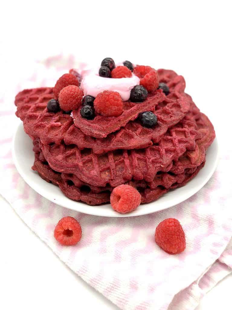 Beet and Raspberry Waffles