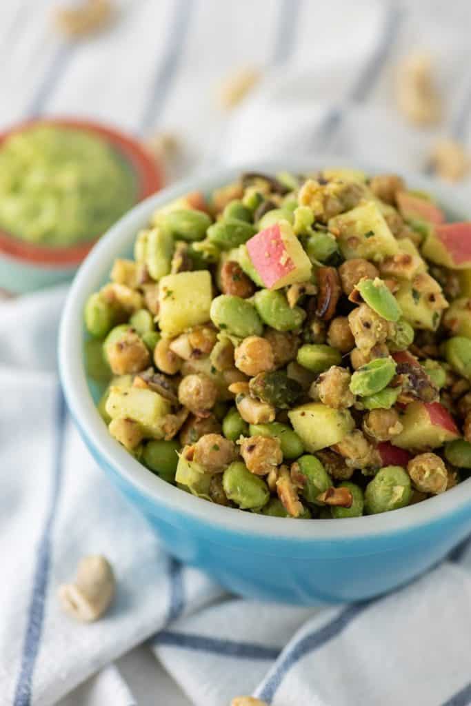Edamame, Chickpea and Apple Salad a vegan lunch recipe