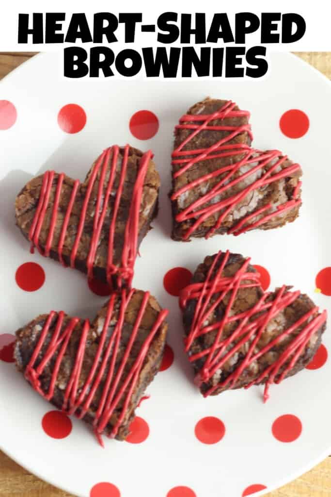 Overhead view of heart-shaped brownies pin.