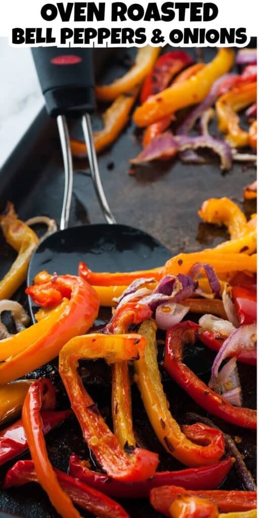Oven Roasted Bell Peppers and Onions Pin.