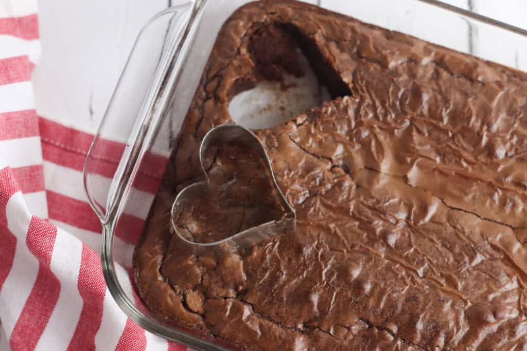 Cut-out heart brownies.