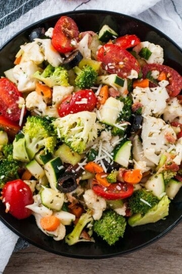 Overhead view of healthy crunch salad.
