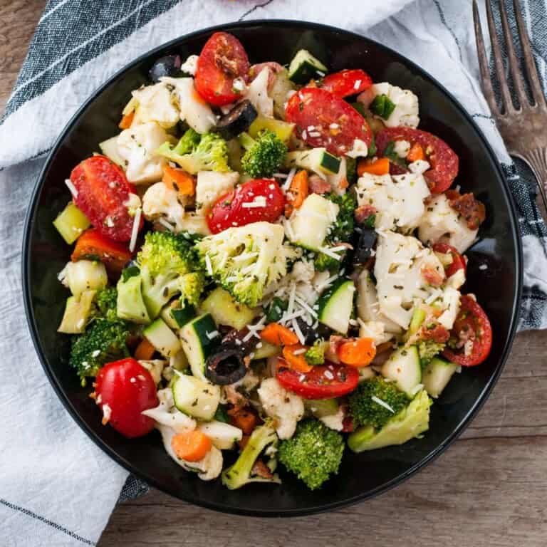 Overhead view of healthy crunch salad.