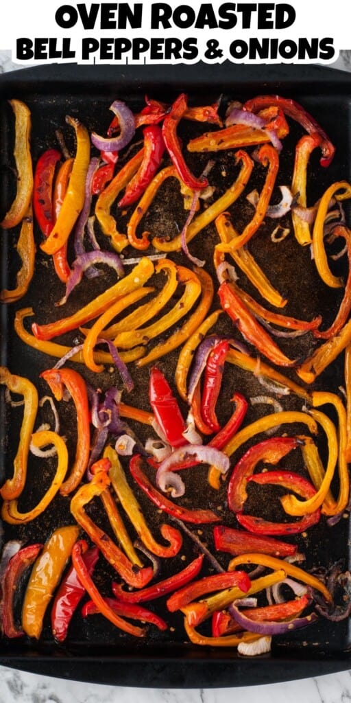Oven Roasted Bell Peppers and Onions Pin.