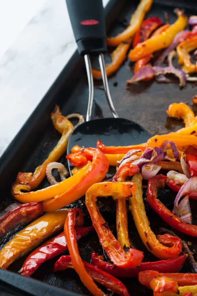 Oven Roasted Bell Peppers and Onions Pin.