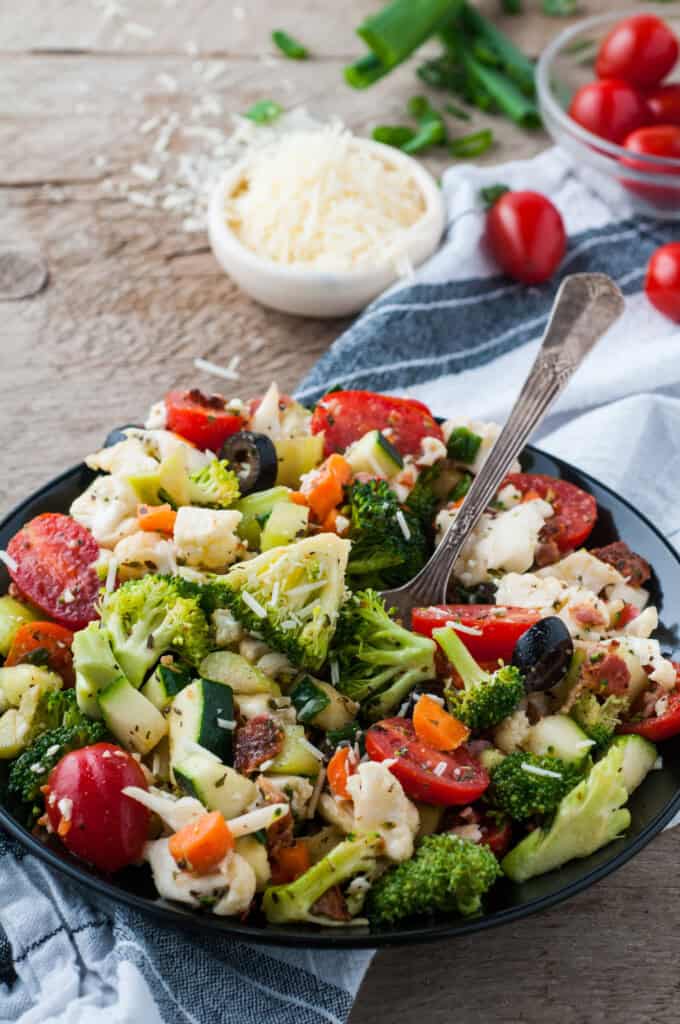 raw broccoli and cauliflower salad.
