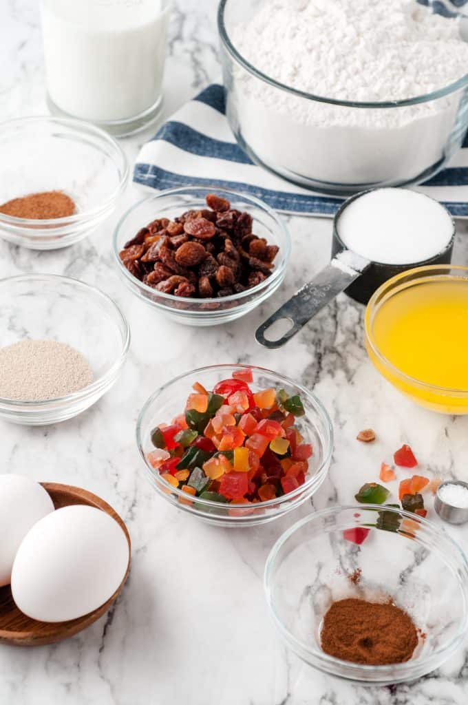 Ingredients for Hot Cross Buns.