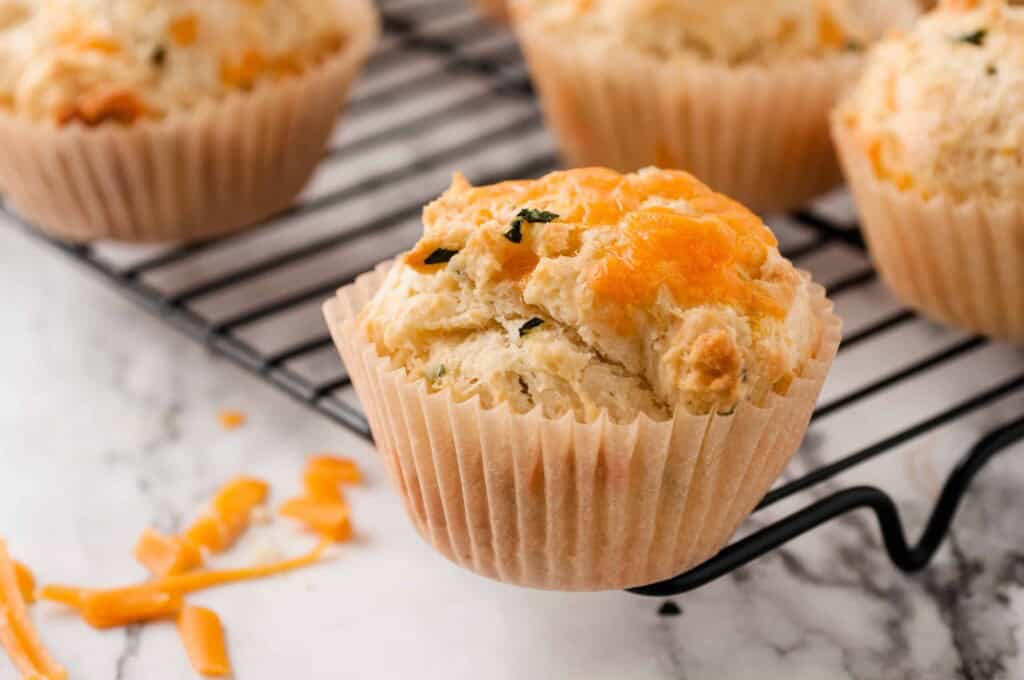 Closeup of herb scone.