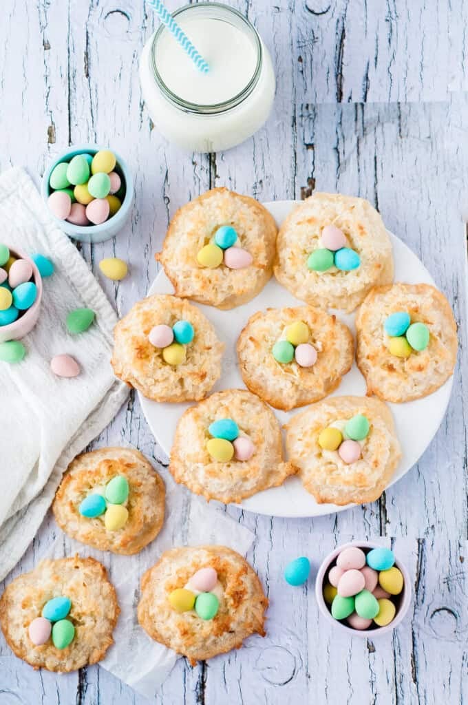 Overhead view of Coconut Macaroon Easter Cookies.