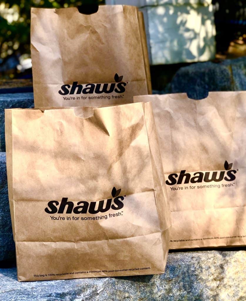 Shaw's grocery bags.