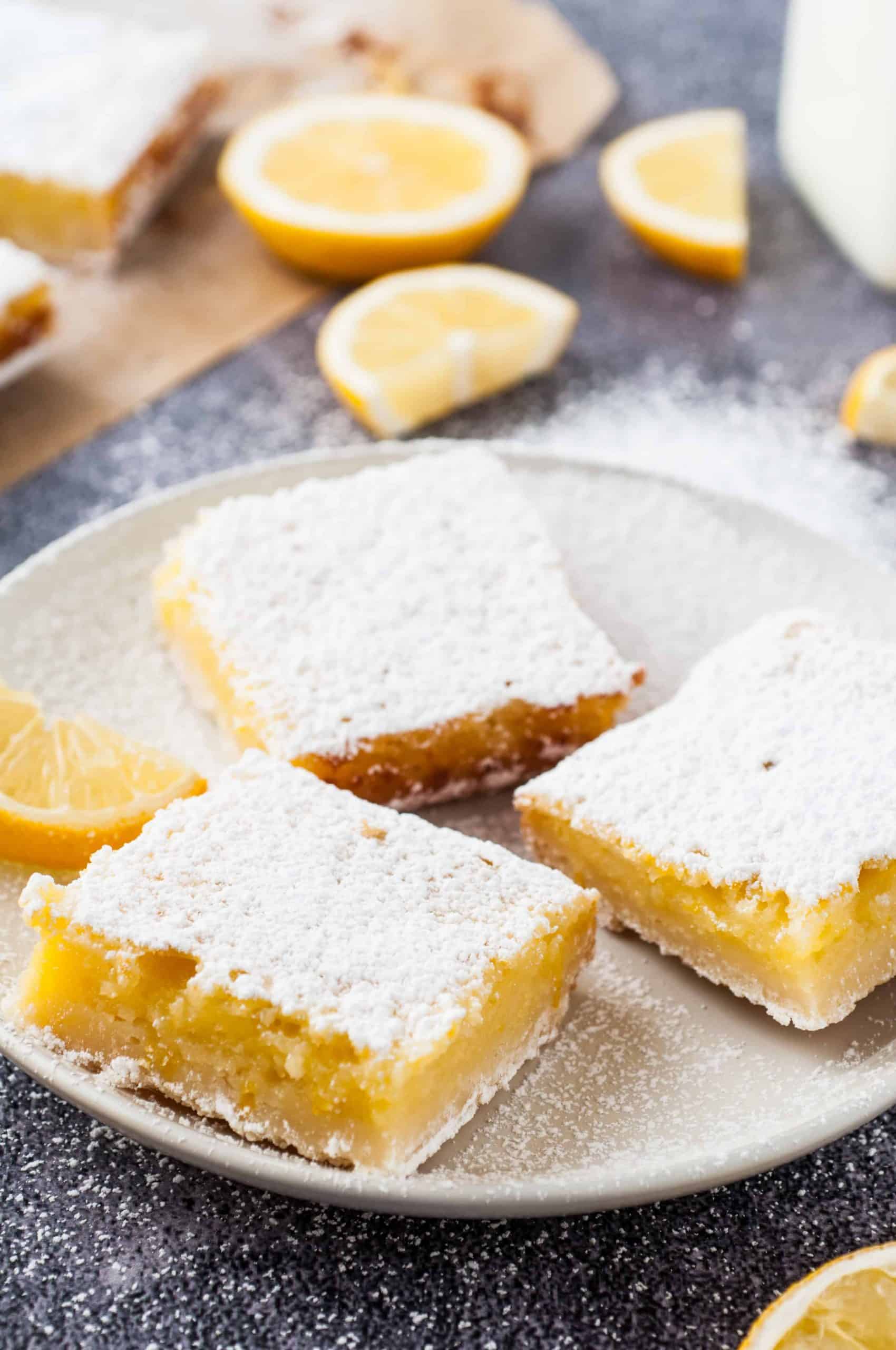 Plate of Lemon Shortbread Squares
