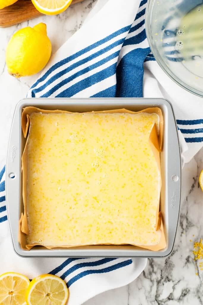 Lemon bars in a pan