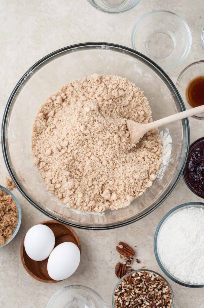 flour and brown sugar in a bowl