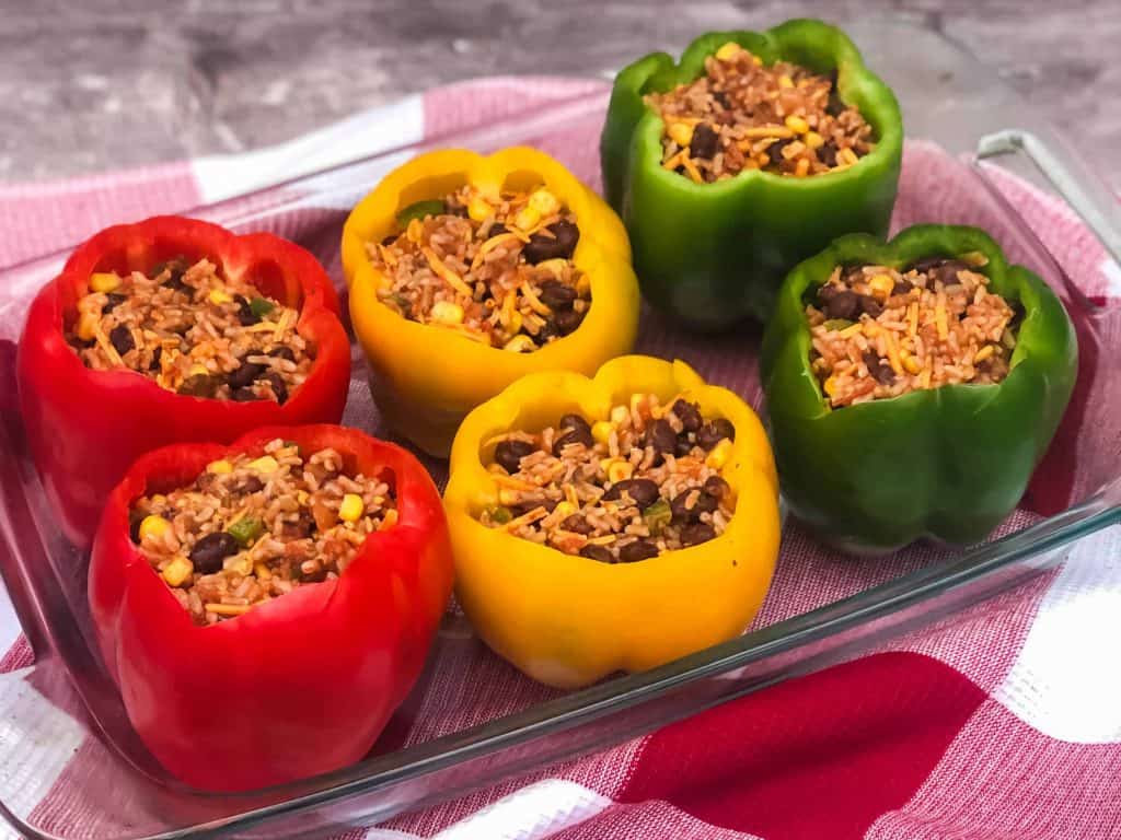 Stuffed Bell Peppers ready for the oven.