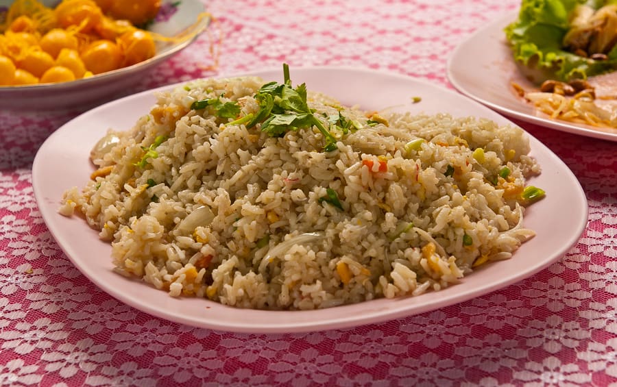 Thai style fried rice ready to serve on dish