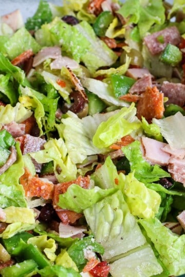 Overhead view of chopped Italian Salad.