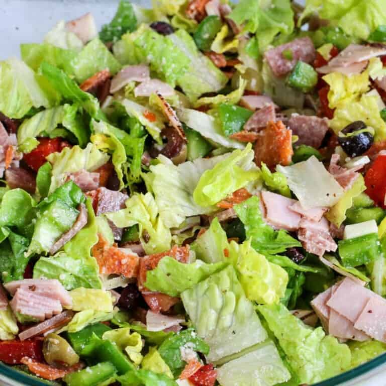 Overhead view of chopped Italian Salad.