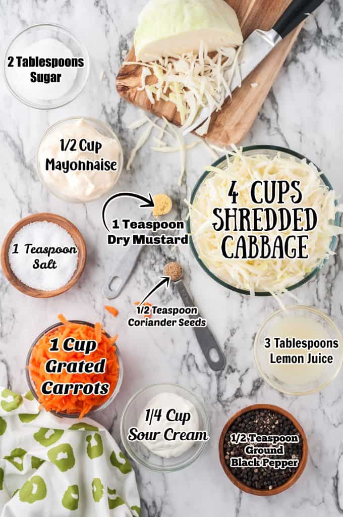 Ingredients for Classic Creamy Coleslaw Recipe
