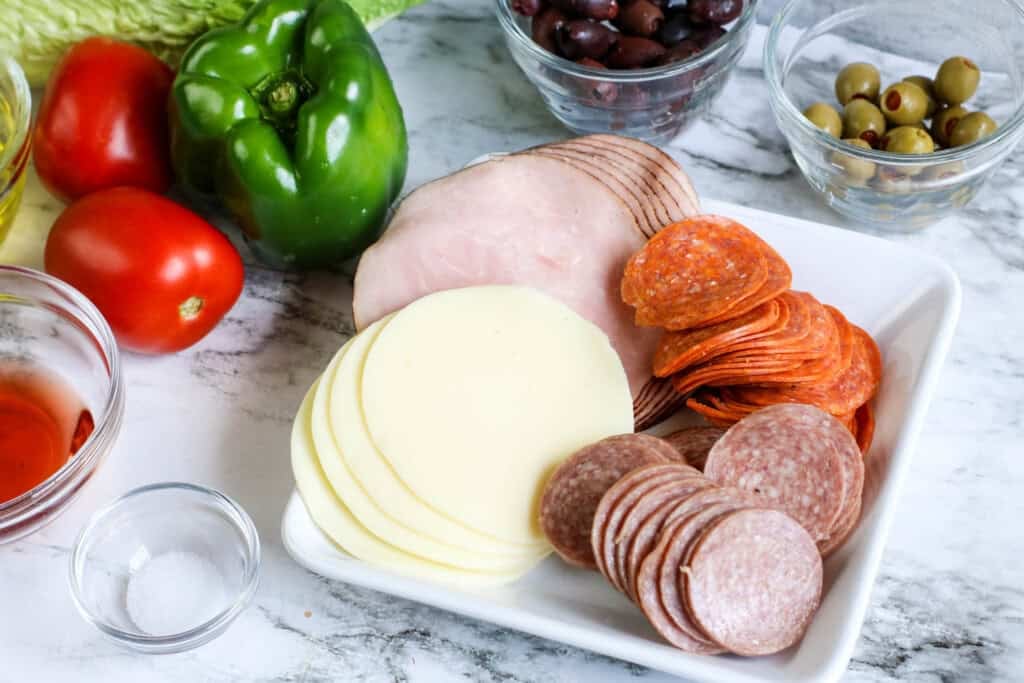 Italian salad ingredients.