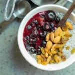 Overhead horizontal photo of Healthy Blueberry Cherry Pudding