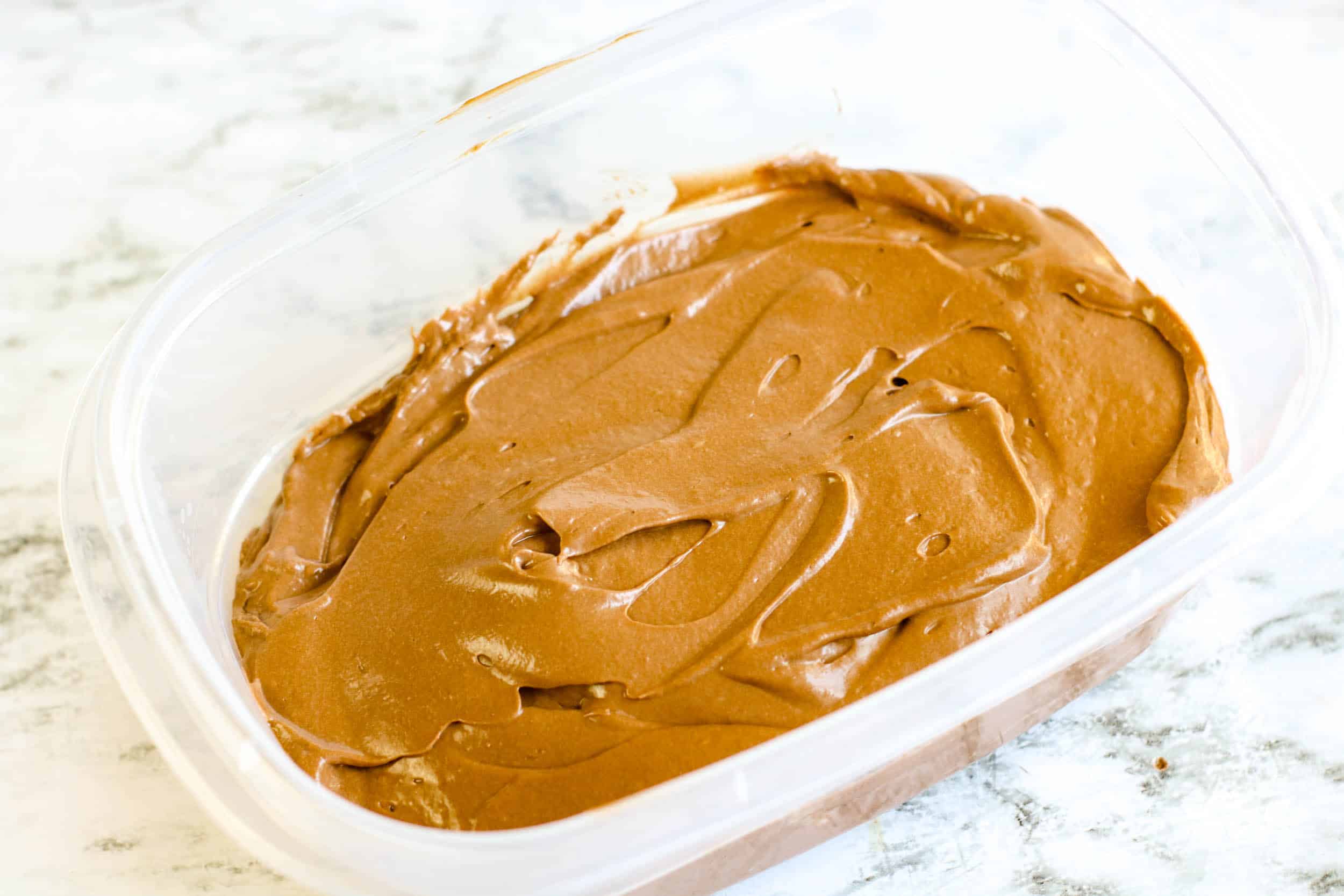 Chocolate ice cream ready for the freezer