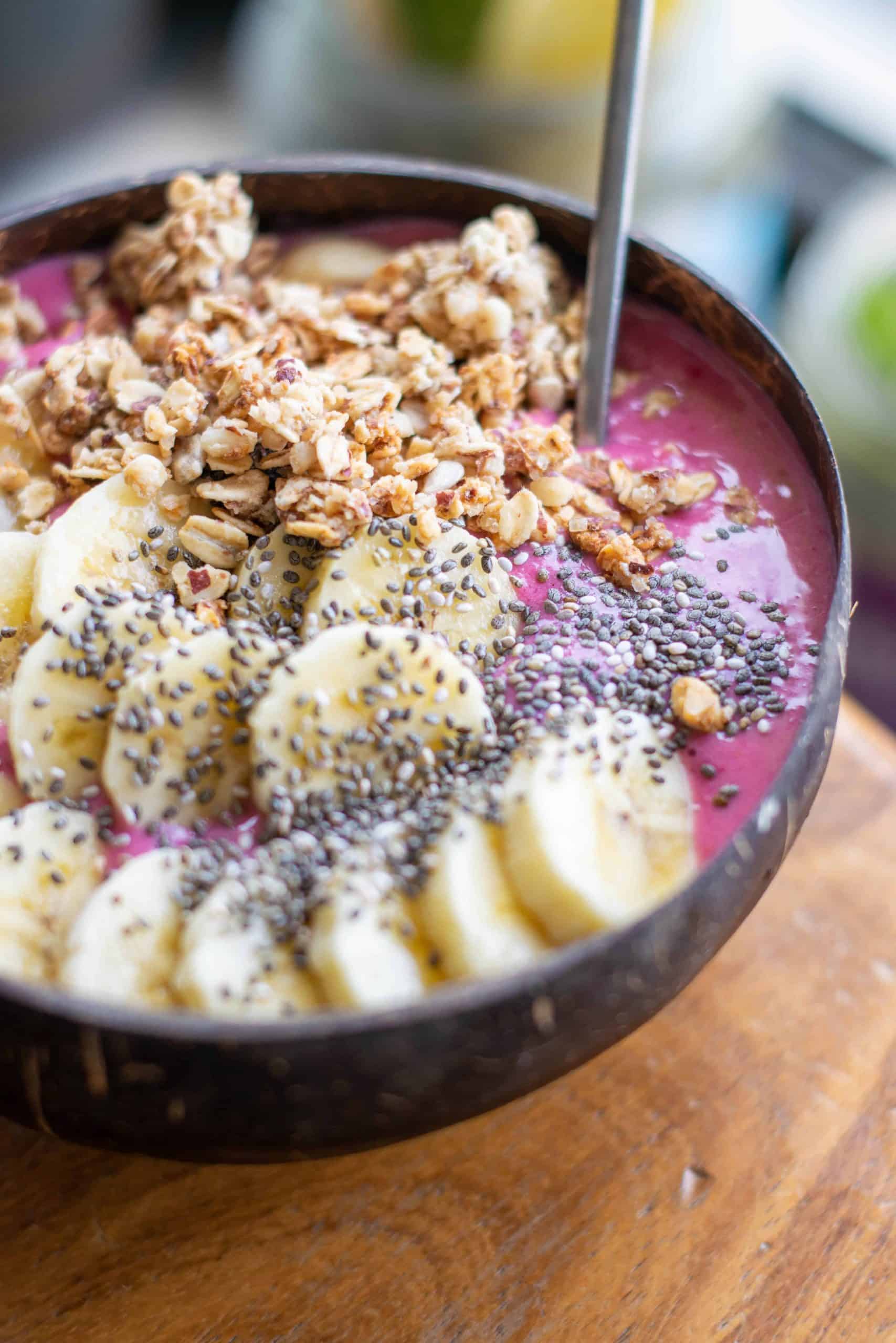 closeup of smoothie bowl.